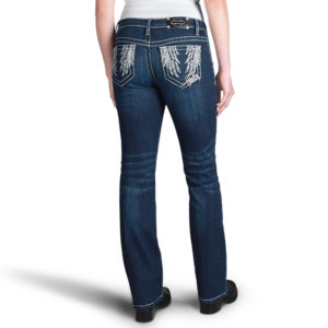 Curvy Boot Cut Embellished Pocket Mid-Rise Jeans